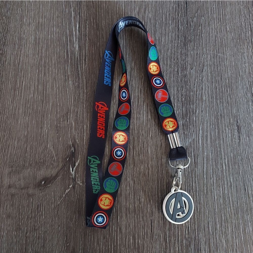 Marvel Avengers Lanyard 4- Avenger Icons Black Multi Color